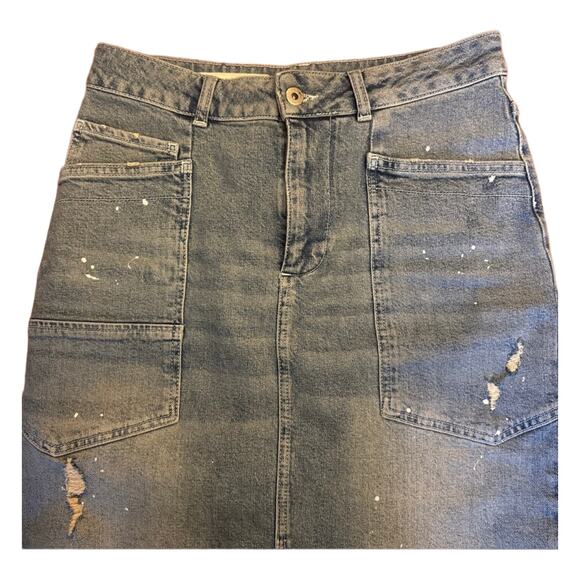 Anthropologie Pilcro Patchwork Blue Denim Midi Skirt size 4 - Picture 3 of 11